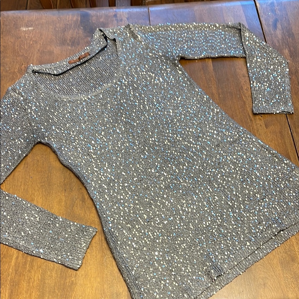 Belldini- Sparkling Gray Long Sleeve Sweater